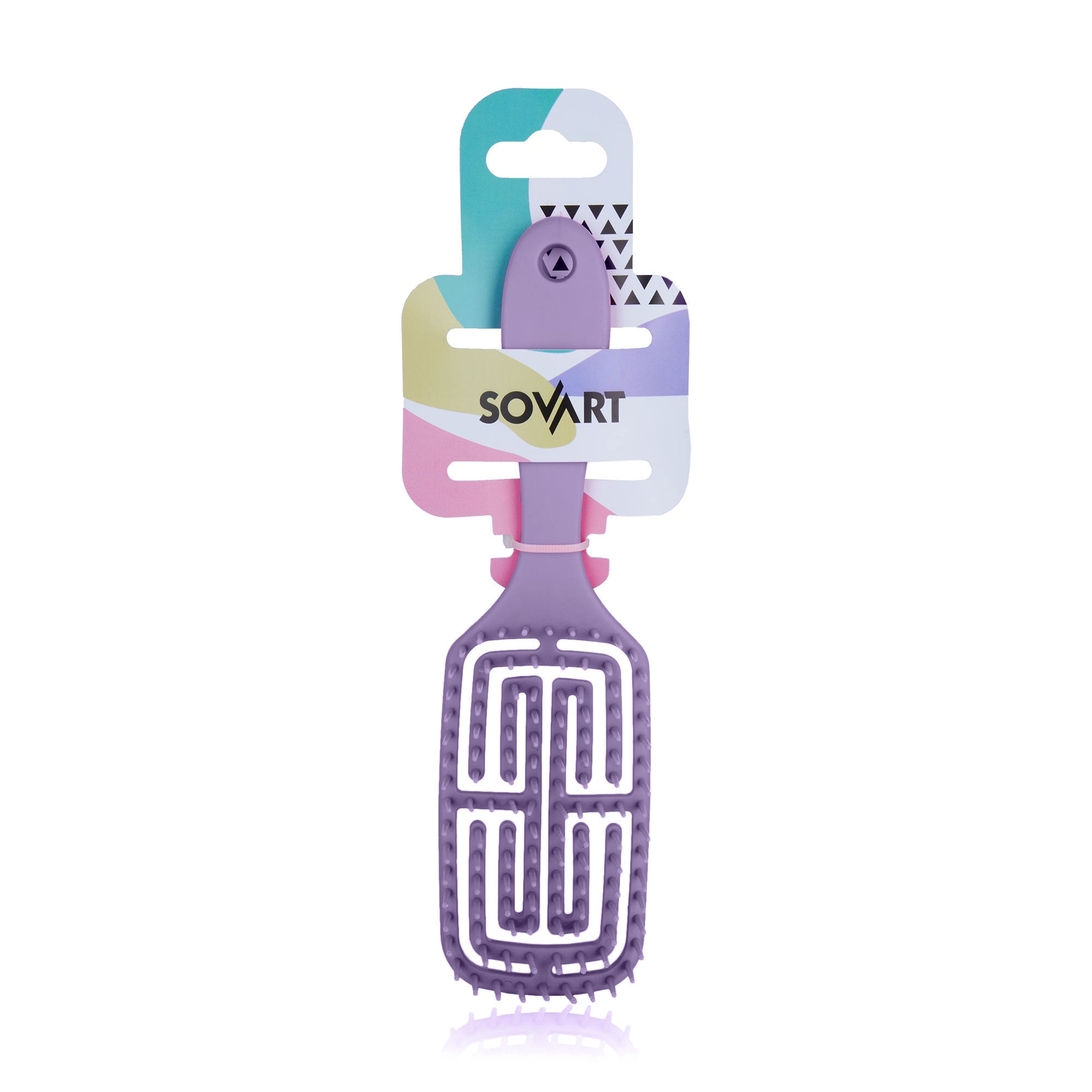 Масажна щітка для волосся Sovart Лабіринт, з ручкою, фіолетова, 1 шт
